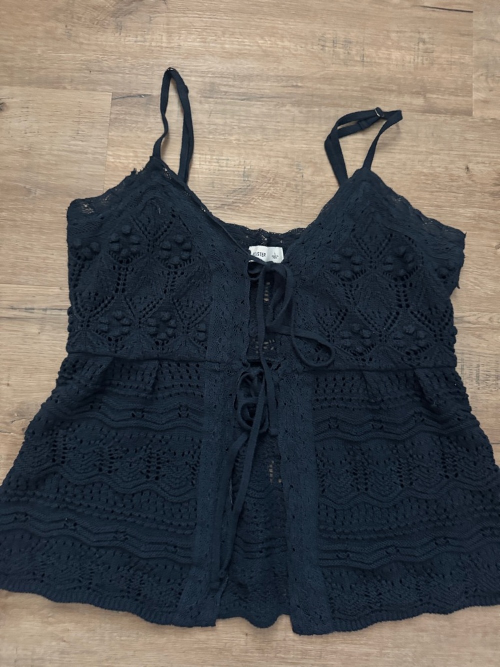 Hollister Navy blue Crochet Lace Tie-Front Camisole